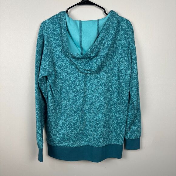 Athleta Sundown Alliance Hoodie Size XS Teal Blue Floral Pullover Sweatshirt - Picture 3 of 3